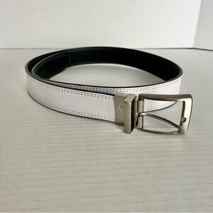 Nike Men’s 32” Reversible White & Black Leather Golf Belt Silver Buckle Resort